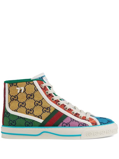 gucci multicolor high top sneakers.